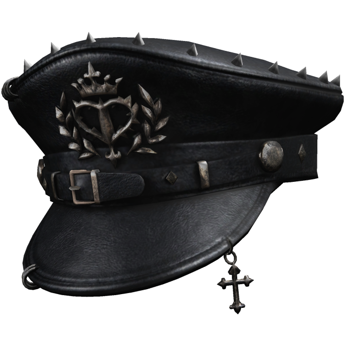 Black Gothic Emo Captain Hat W Cross & Spikes