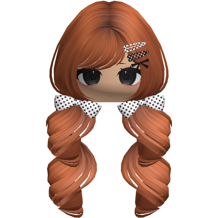 Polka Dots Pigtails Hair In Ginger Wth Face