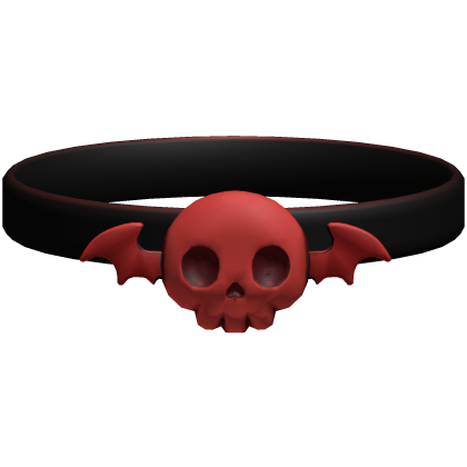 black & red skull bat halloween thick choker