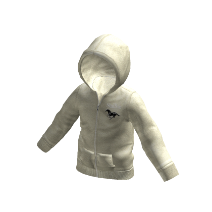 Embossed Stallion Hoodie Hood On In Beige thumbnail