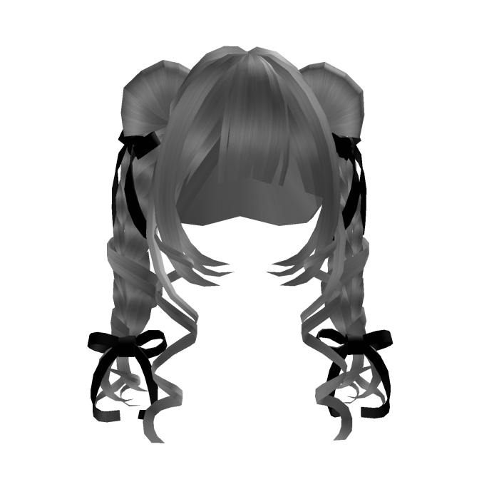 Silver Doll Curly Pigtails With Black Bows