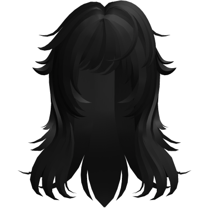 fluffy layered wolfcut in black Roblox item