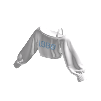 1989 Off Shoulder Oversized Shirt Cropped thumbnail