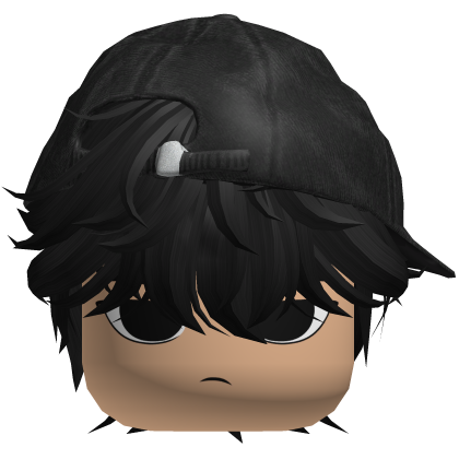 Black Messy Anime Boy Emo Hair/Y2K Hat V4 Roblox item