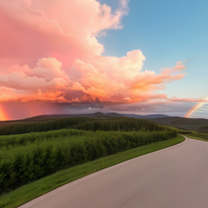Realistic Pink Pastel Rainbow Sky