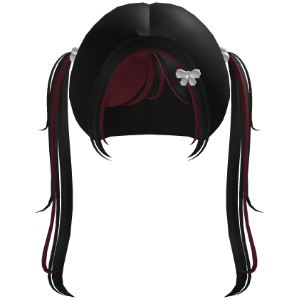 ♡︎ ꒰ kawaii bobble pigtails in black & red ა Roblox item