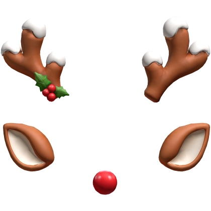 Cute Christmas Reindeer Horns W Snow & Ears & Nose