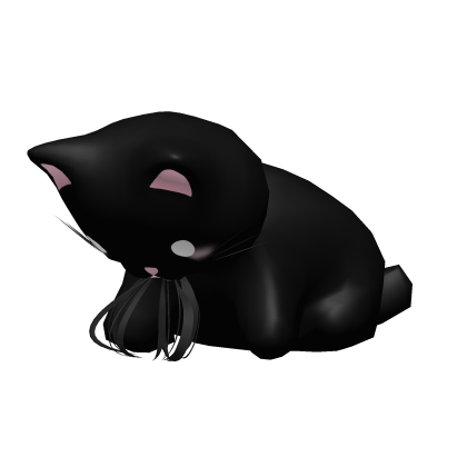 Black cat eating black hair on head Roblox item