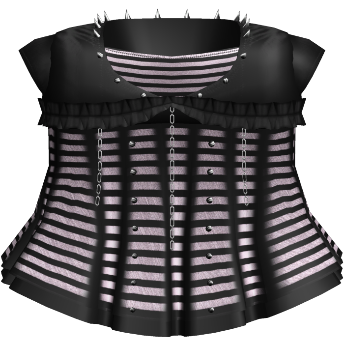 Gothic Emo Striped Black & Pink Spiked Chain Dress
