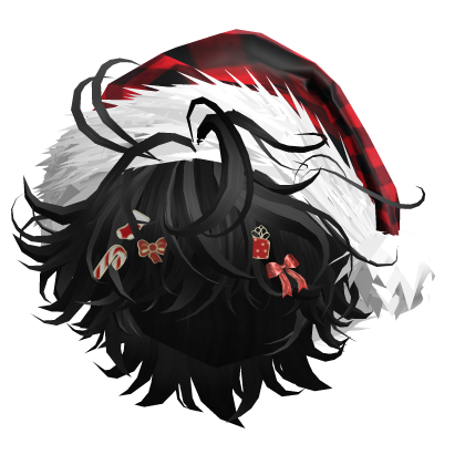 Messy Hair w/Christmas Santa Hat (Black)
