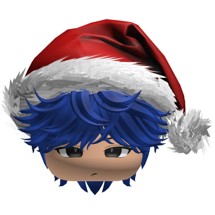 Messy Fluffy Blue Dark Hair a Santa Hat Y2k Roblox item