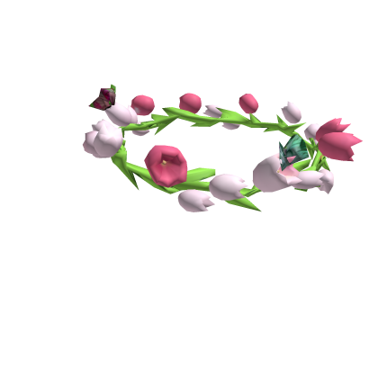 Cute Pink Tulip Fairy Flower Crown w/ Butterflies