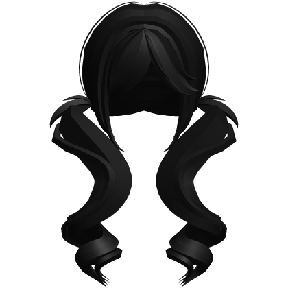 𐙚° black cutesy long thin curly twintails Roblox item