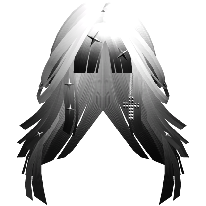 White & Black Goth Punk Layered Long Hair w/ Cross