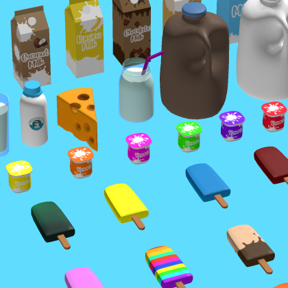 Low Poly Dairy Food Pack