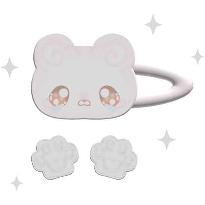 ꒰ ♡ ꒱ kawaii sparkly polar bear paws hairclip
