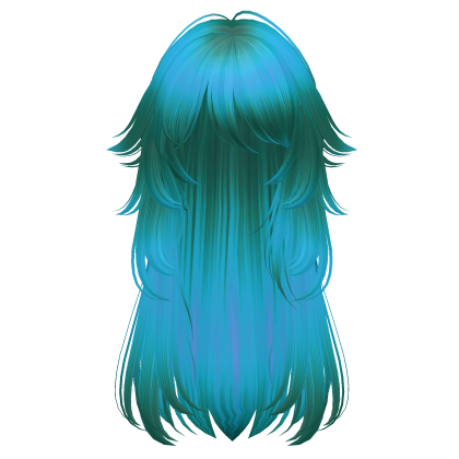 long fluffy anime hair with tufts (cobalt teal)