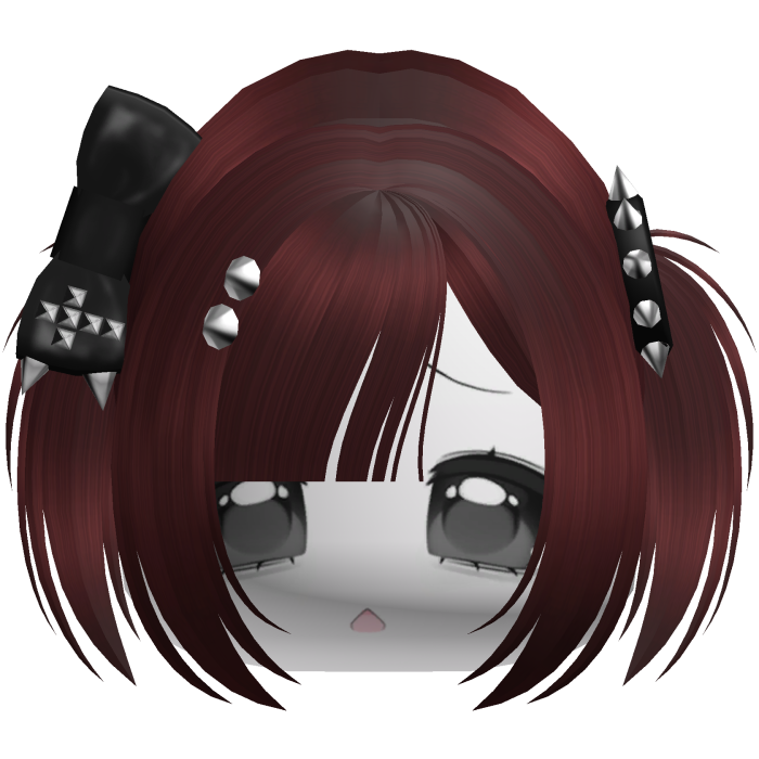 Emo Moe Red Baby Pigtails /w Bow & Studs