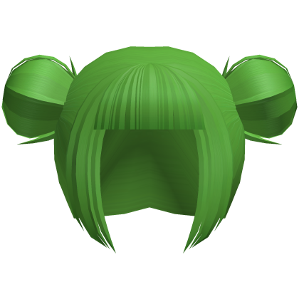 green blunt bangs messy buns