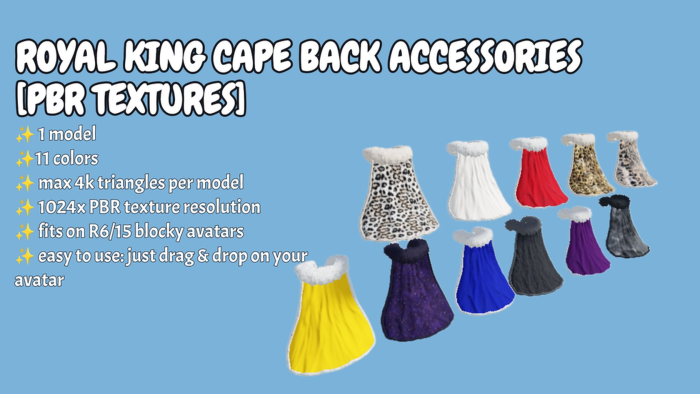 [R15/R6] Royal king cape back accessories [PBR] preview 1