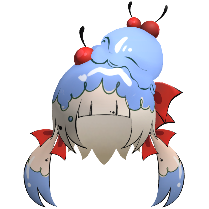 Toon Lowpoly Ice Cream Sunday Girl Hair