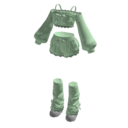 Y2K Coquette Ruffle Cami Top Asymmetric (Green) | Roblox Item