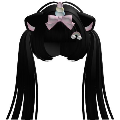 cute unicorn kitty cat ear pigtails in black