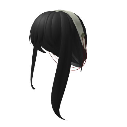 Roblox Item Assassin Anime Hair in Black with White Headband