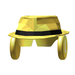 Shiny Golden Fedora+Headphones+Shades