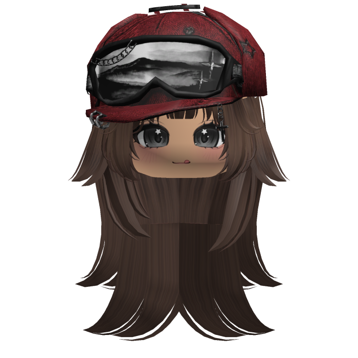Brown Tilted Goggles Cap Girl Hair