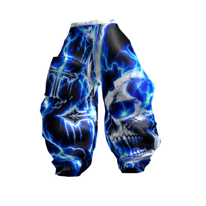 Electric Blue Reaper Skull Pants