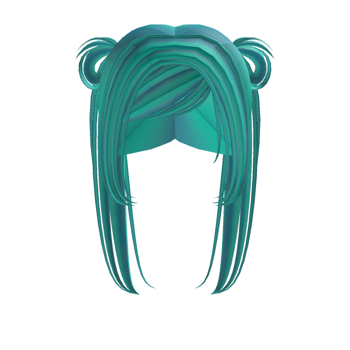 dark blue and teal pigtail hair buns!!