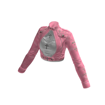 Goth Cutout Crop Jacket w/ Cross (Pink)