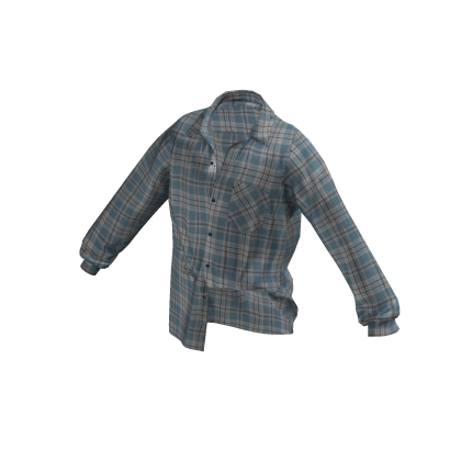 Vintage Blue Plaid Flannel Grunge Casual Shirt