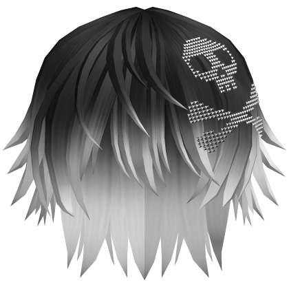 Emo Vkei Moe Boy Hair w Skull Black/White
