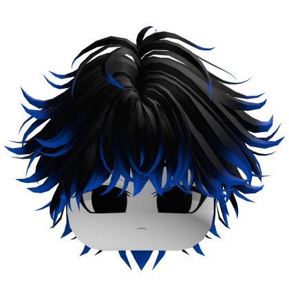 black and blue anime messy layered hair