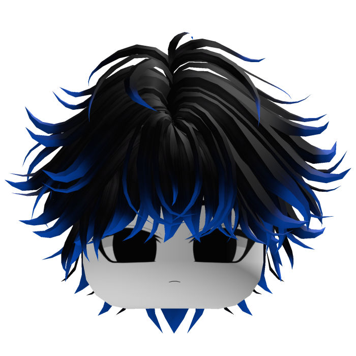 black and blue anime messy layered hair