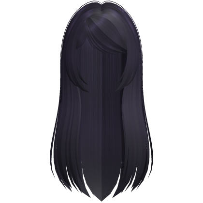 cute anime long straight hair in dark purple Roblox item