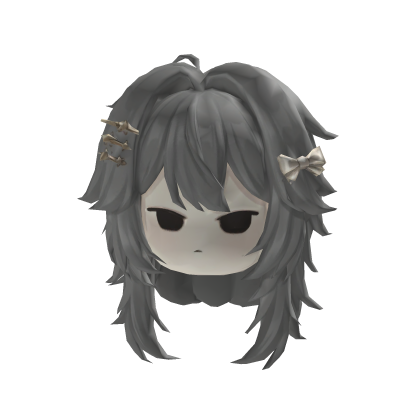 Grey Messy Layered Hair with Bows 🤍🎀