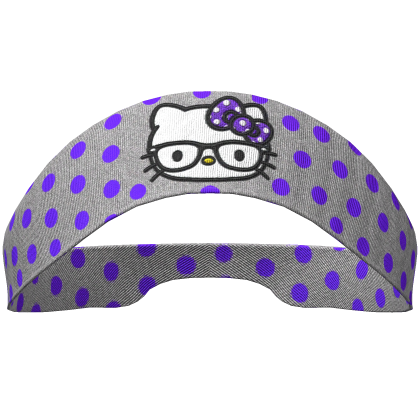 𝓚𝓓 | Gray Kitty Nerd Purple Polkadot Headband Roblox item