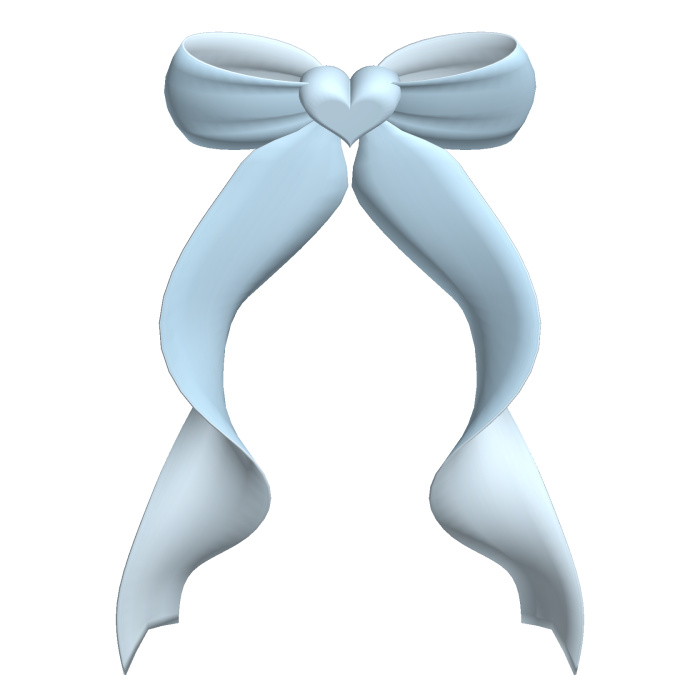 cute curly back bow blue