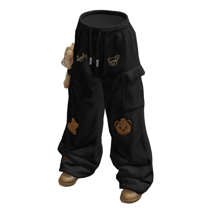 Teddy Cargo Pants w/Boots (Black)