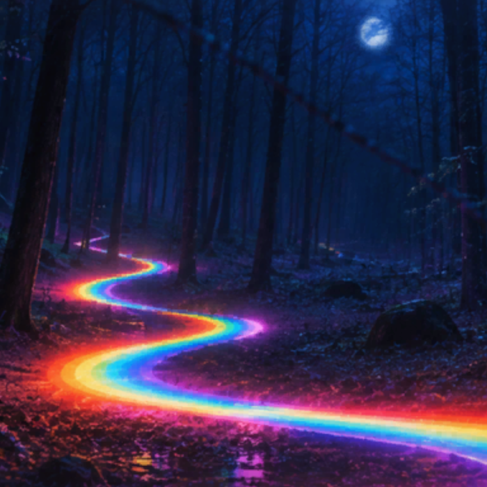 Rainbow Path Dark Forest Dreamcore Cute Background