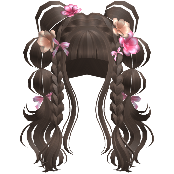 Blossoming Angelic Floral Curly Pigtail Dark Brown