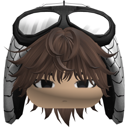 Spider White Hood Boy Messy Brown Hair w/ Face Roblox item