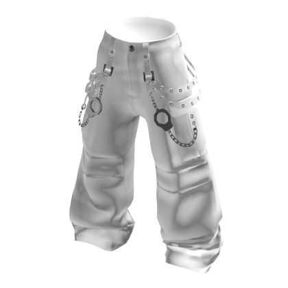 💗PUNK CHAIN CARGO PANTS_WHITE thumbnail