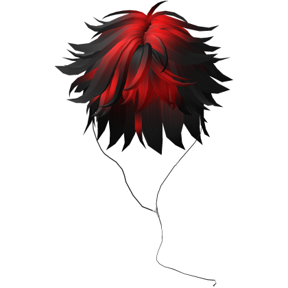 Y2K emo boy with headphones, red black hair