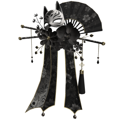 Black & Gold Floral Kitsune Japanese Kanzashi Roblox item