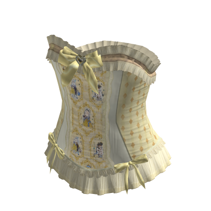 Bow Lace Trim Corset Top (Yellow)