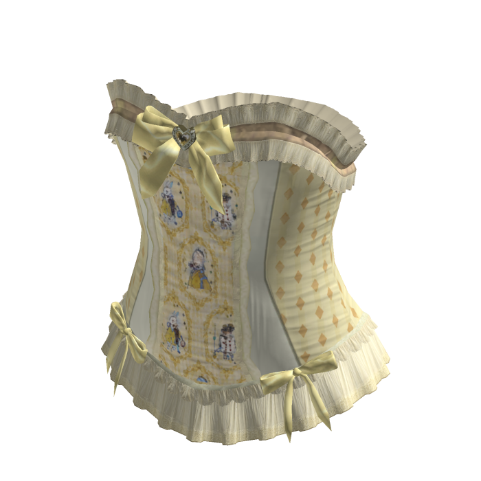 Bow Lace Trim Corset Top (Yellow)